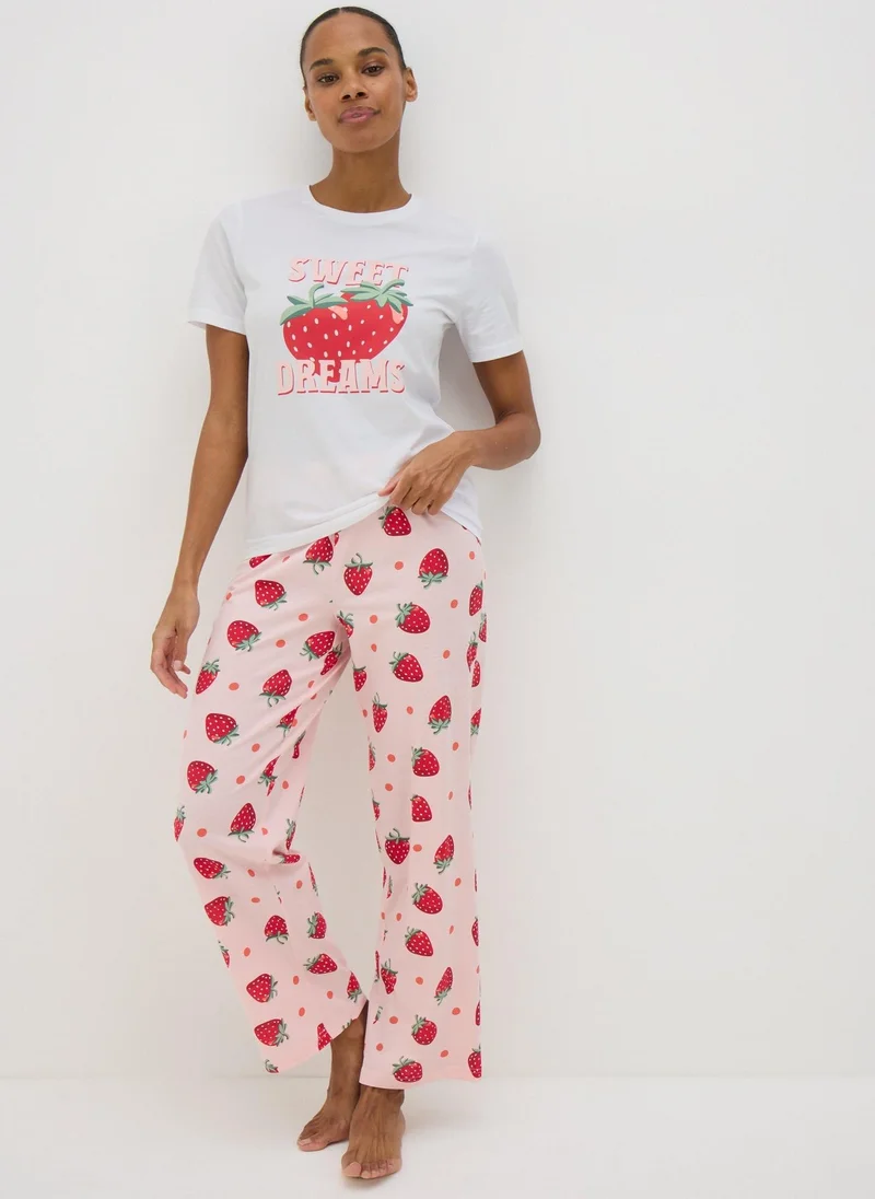 Matalan Pink Strawberry Sweet Dreams Pyjama Set