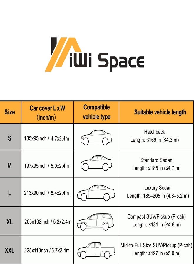 AiWi Space Waterproof & All-Season Half Car Cover,Full Coverage Protection for Windshields & Windows, Car Cover for Snow,Ice,Rain,Shading,Fit for Hatchback. - Image 5
