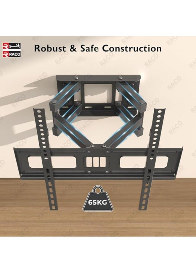 RACO Heavy Duty Wall Mount TV Bracket for 32"-100" Flat/OLED/4K TVs – Swivel, Extension Arm, Leveling, Max VESA 700x600mm – Up to 65kg - Image 2