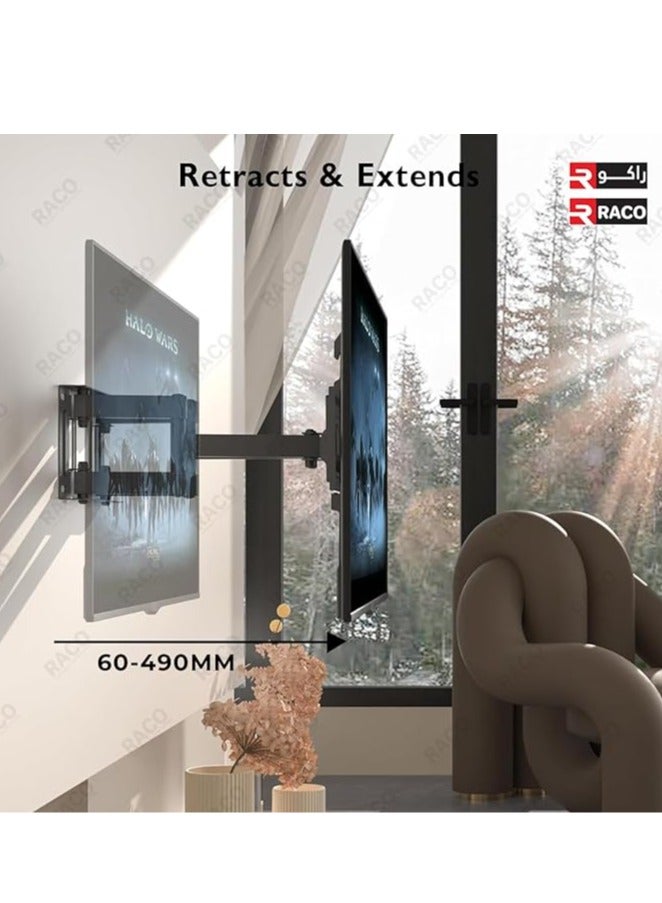 RACO Heavy Duty Wall Mount TV Bracket for 32"-100" Flat/OLED/4K TVs – Swivel, Extension Arm, Leveling, Max VESA 700x600mm – Up to 65kg - Image 3