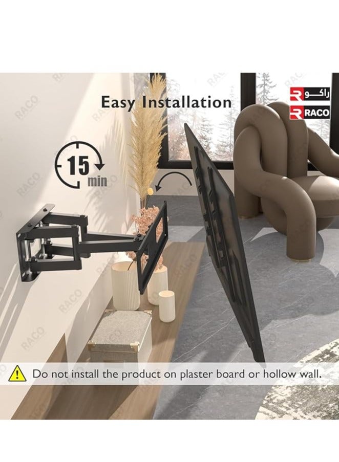 RACO Heavy Duty Wall Mount TV Bracket for 32"-100" Flat/OLED/4K TVs – Swivel, Extension Arm, Leveling, Max VESA 700x600mm – Up to 65kg - Image 5