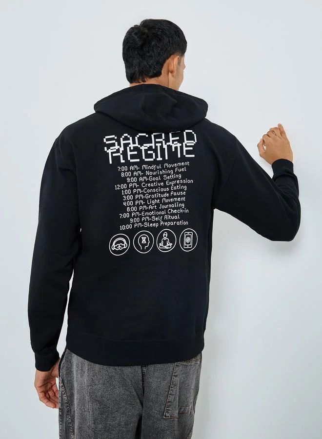 Eco-Earth Relaxed Fit Back Printed Hoodie