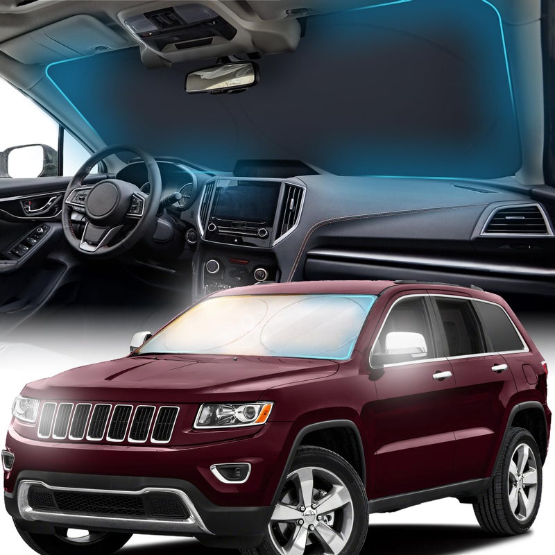 FORTEM Car Sun Shade for Windshield, Reflective Windshield Sunshade, 240T Polyester, Automotive Interior Sun Protection, Ultimate Heat and UV Shield, Foldable, Storage Bag - Image 1