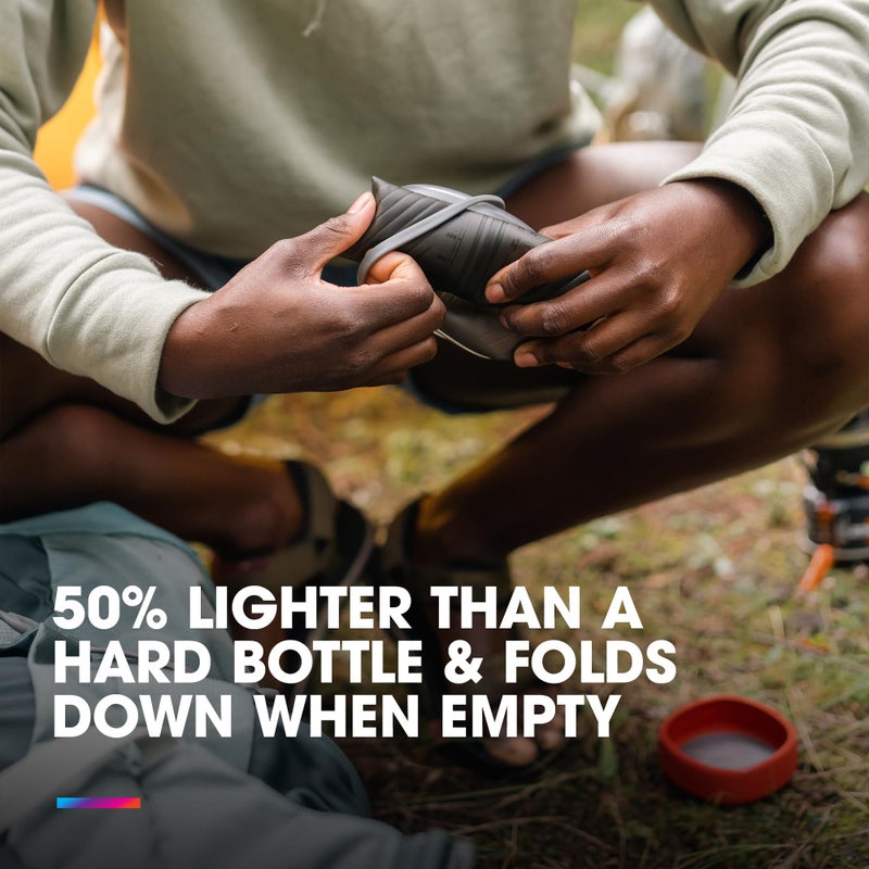 HydraPak Flux - Collapsible Backpacking Water Bottle (1 Liter) - BPA Free, Ultra Light, Spill-Proof Twist Cap - Sage Green - Image 4