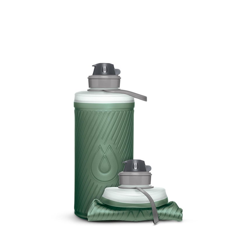 HydraPak Flux - Collapsible Backpacking Water Bottle (1 Liter) - BPA Free, Ultra Light, Spill-Proof Twist Cap - Sage Green - Image 1