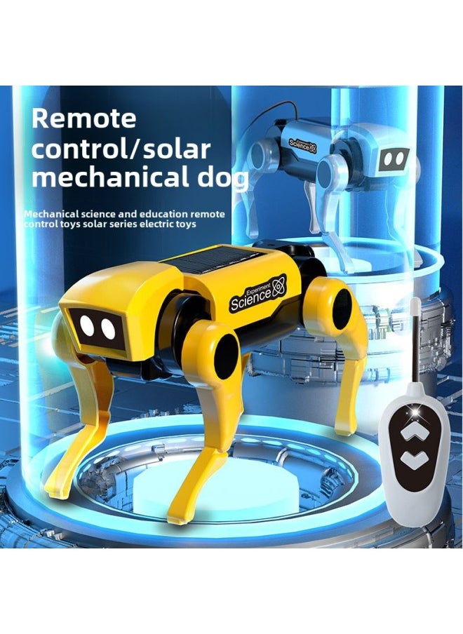 Science And Education Solar Energy Electronic Toy Dog Children's Educational DIY Assembled Remote Control Quadruped Robot Dog Toy-Color:Remote Control Mechanical Dog  - Image 2