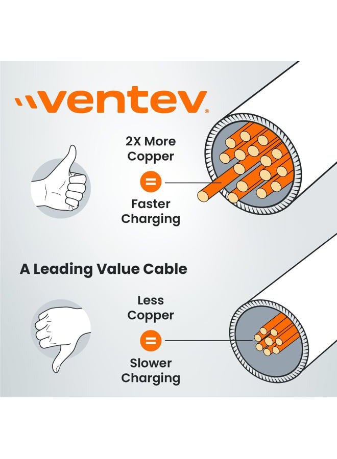 Ventev Chargesync Alloy Cable | Type A-C, Supports Rapid Rate Charging up to 3A, Transfers Data to Most PC or MAC, Ultra-Sleek Aluminum Housing, No-Fray Durability, Rapid Charging | 4ft Steel Gray - Image 4