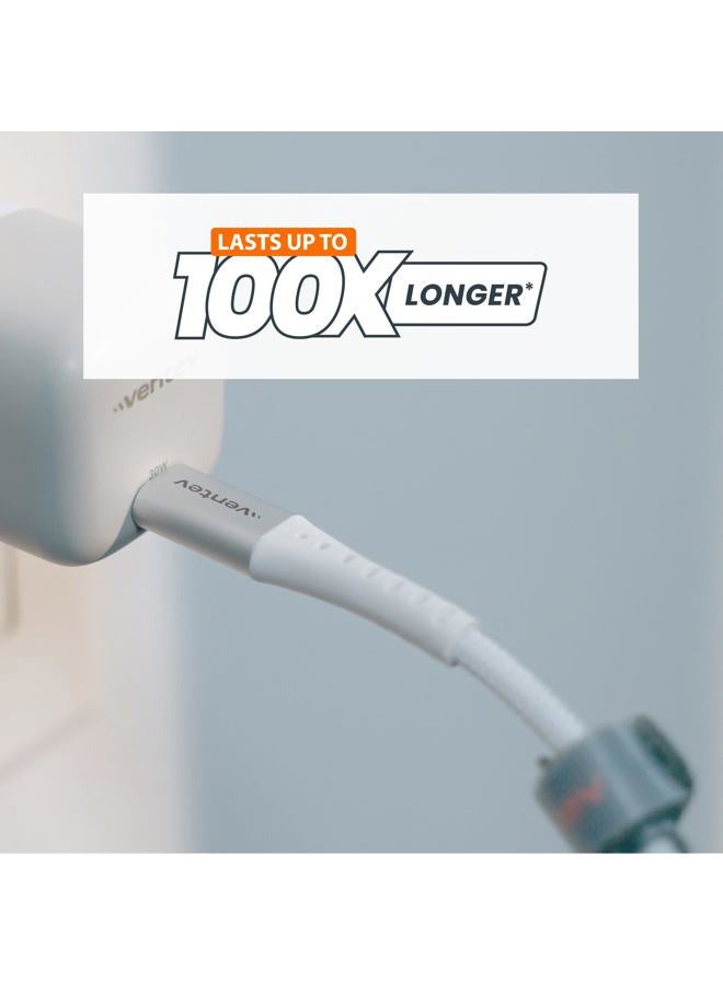 Ventev Chargesync Alloy Cable | Type A-C, Supports Rapid Rate Charging up to 3A, Transfers Data to Most PC or MAC, Ultra-Sleek Aluminum Housing, No-Fray Durability, Rapid Charging | 4ft Steel Gray - Image 2
