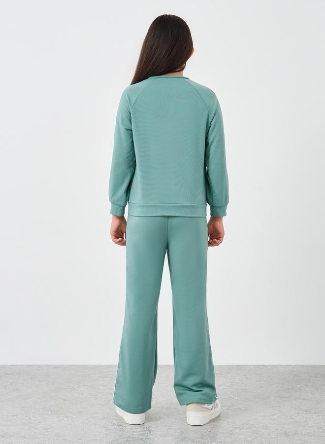 Styli Teen Green Printed Sweatshirt and Pants Set - Image 5