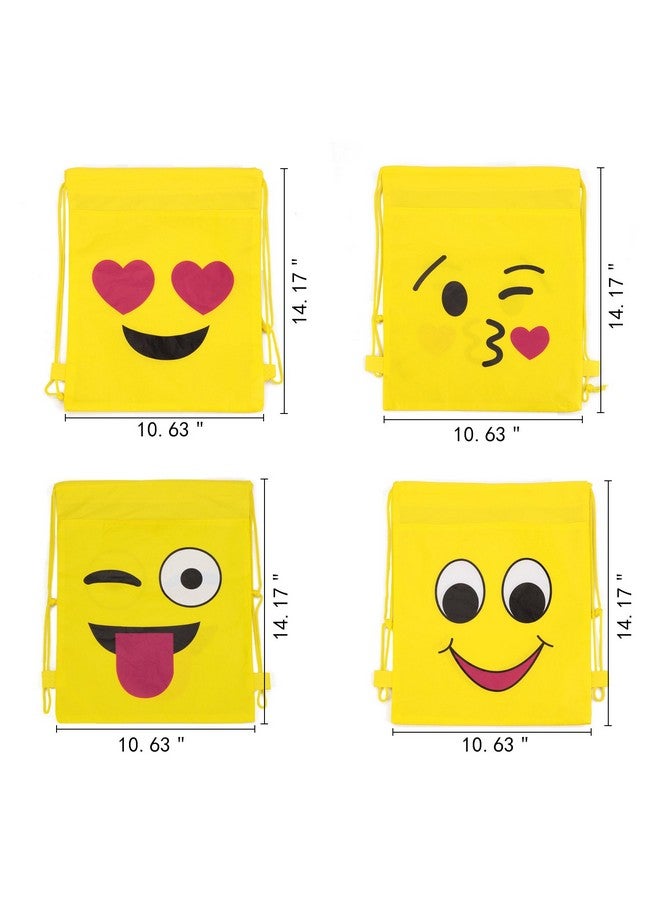 Konsait Emoticon Bags for Emoticon Party Supplies(12 Pack), Emoticon Drawstring Backpack Shoulder Bag Bulk for Kids Birthday Emoticon Party Gift - Image 2