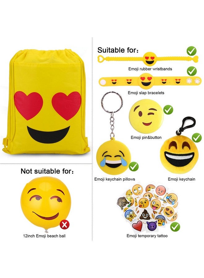 Konsait Emoticon Bags for Emoticon Party Supplies(12 Pack), Emoticon Drawstring Backpack Shoulder Bag Bulk for Kids Birthday Emoticon Party Gift - Image 4