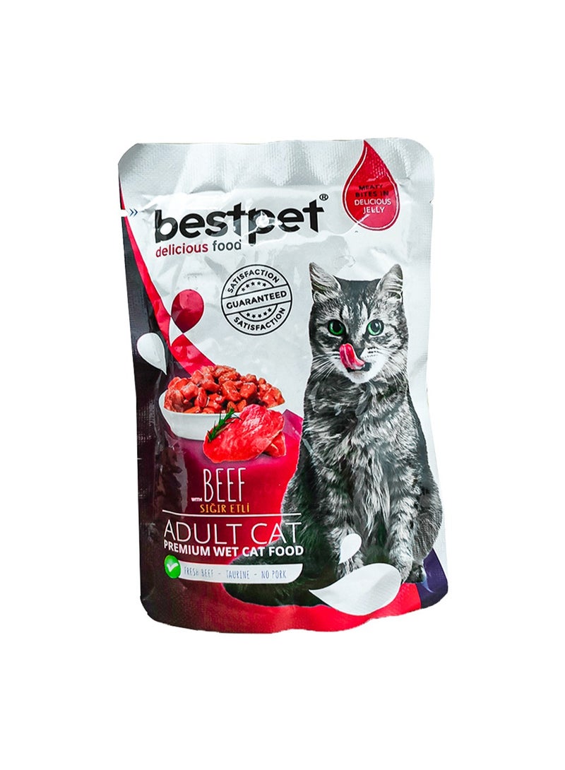 بيست بت طعام رطب من BestPet مع لحم بقري للقطط البالغة 85