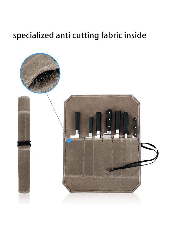 Knife Roll, Chef’s Knife Roll Case, Waxed Canvas Cutlery Knives Holders Protectors, Home Kitchen Cooking Tools And Utensils Wrap Bag Wallet, Multi-Purpose Brush Roll Bag, Travel Tool R  - Image 2