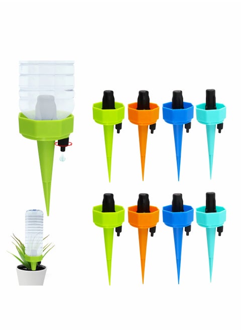 Self Watering Spikes, 8 Pcs New Upgraded Adjustable Plant Watering Devices, Automatic Drip Irrigation System with Slow Release Control Valve Switch - for Outdoor Indoor Plants Use