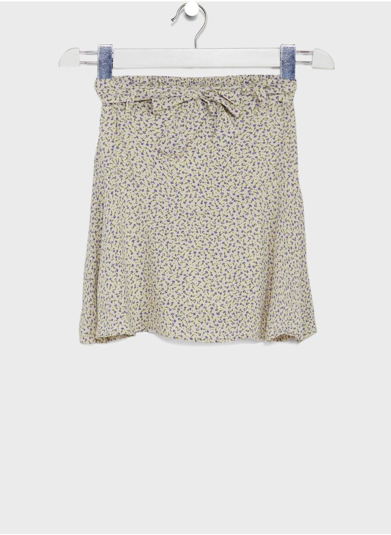 MANGO - Kids Floral Tie Waist Skirt - Image 1