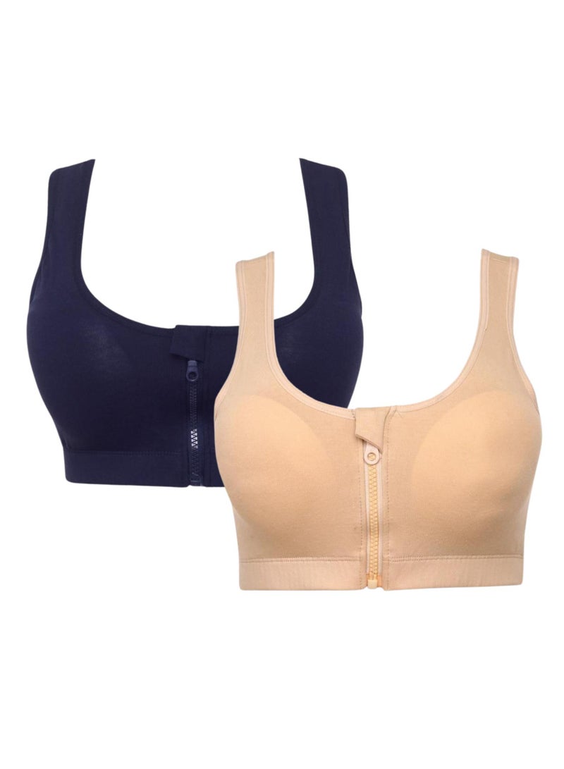 كاليا عبوة من قطعتين من حمالة الصدر الناعمة المبطنة بسوستة أمامية للنساء - Image 1