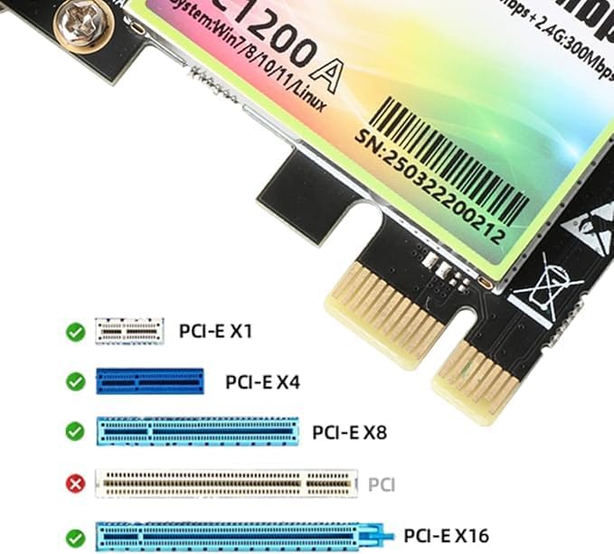 Ubit Pc WiFi Card 11AC1200A Up to 1200 Mbit/s, Wireless Dual-Band Gigabit WLAN Adapter, Pcie WiFi Card for Desktop/PC Gaming - Image 5