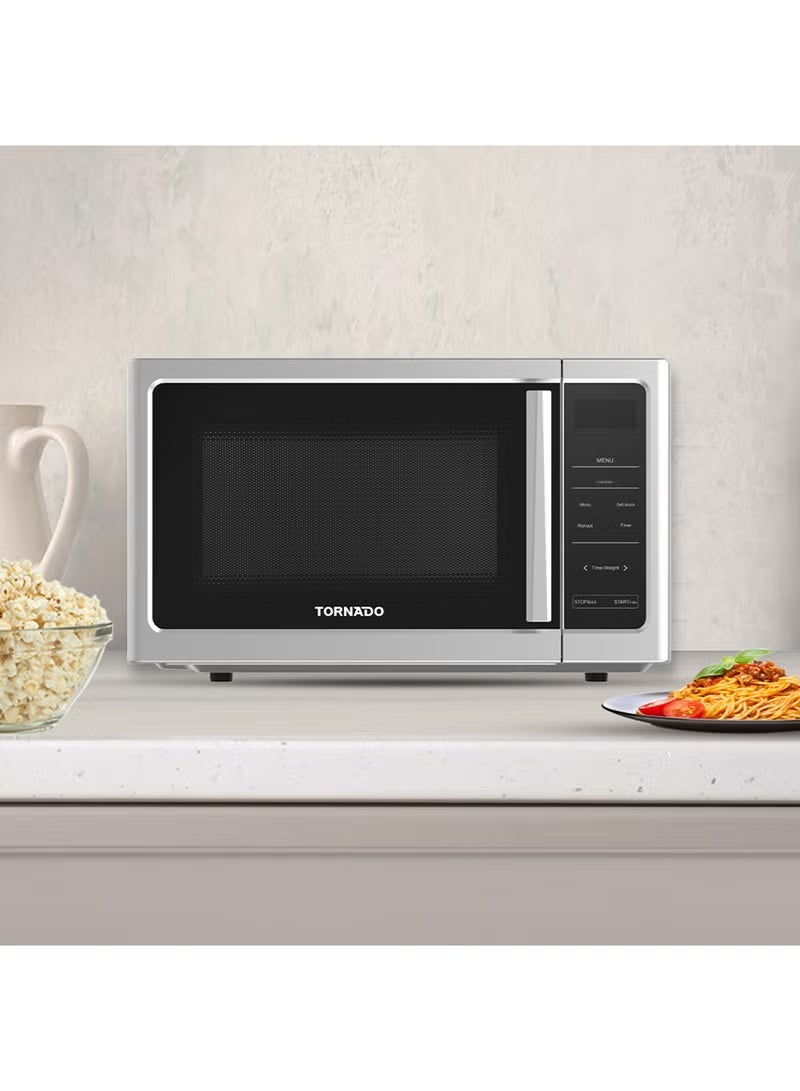 Tornado Digital Microwave Oven 25 Liters Solo with 10 Power Levels, 850W, Touch Control panel, Child-Safety-Lock, Defrost Function, 8 Auto cooking function, Silver, TWDS-30-S-S - Image 4