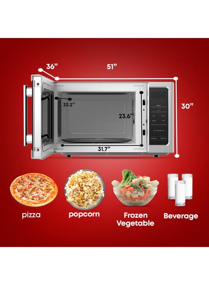 Tornado Digital Microwave Oven 25 Liters Solo with 10 Power Levels, 850W, Touch Control panel, Child-Safety-Lock, Defrost Function, 8 Auto cooking function, Silver, TWDS-30-S-S - Image 3