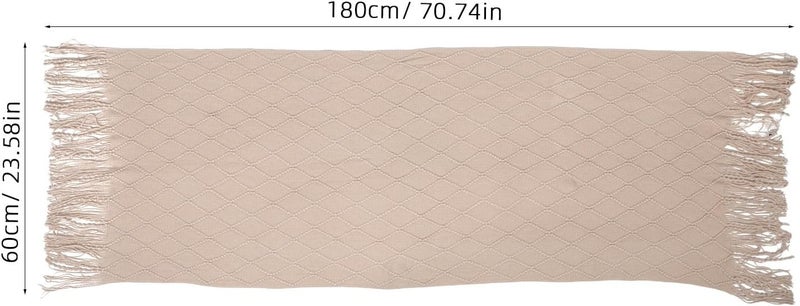 Bed Runner - Bedding Scarf for 1.2m/47.24 Inch Wide Single Bed - Solid Color Decorative Throw Blanket with Tassels for Stylish Bedroom, Dorm Room, Or Vacation Rental - Image 2