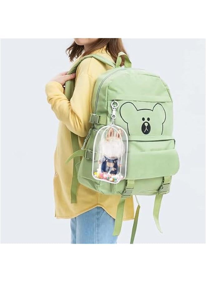 Arabest Clear Figure Display Bag for Labubu, Thickening Figures Storage Bag with Keychain, Medium Doll Hanging Blind Box, Portable Single Zipper Closure Dustproof Collectibles Case for Dolls, White  - Image 2