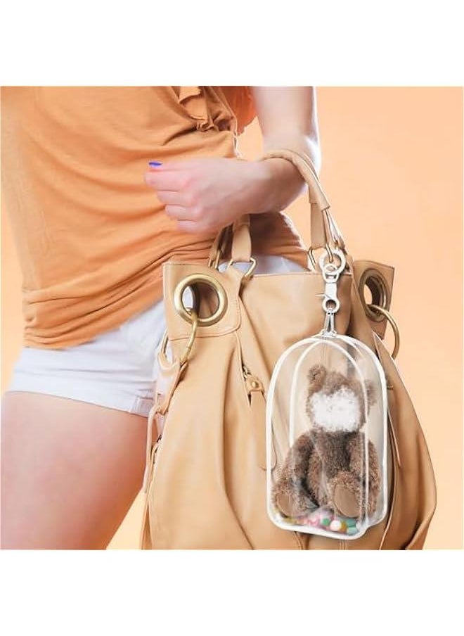 Arabest Clear Figure Display Bag for Labubu, Thickening Figures Storage Bag with Keychain, Medium Doll Hanging Blind Box, Portable Single Zipper Closure Dustproof Collectibles Case for Dolls, White  - Image 3