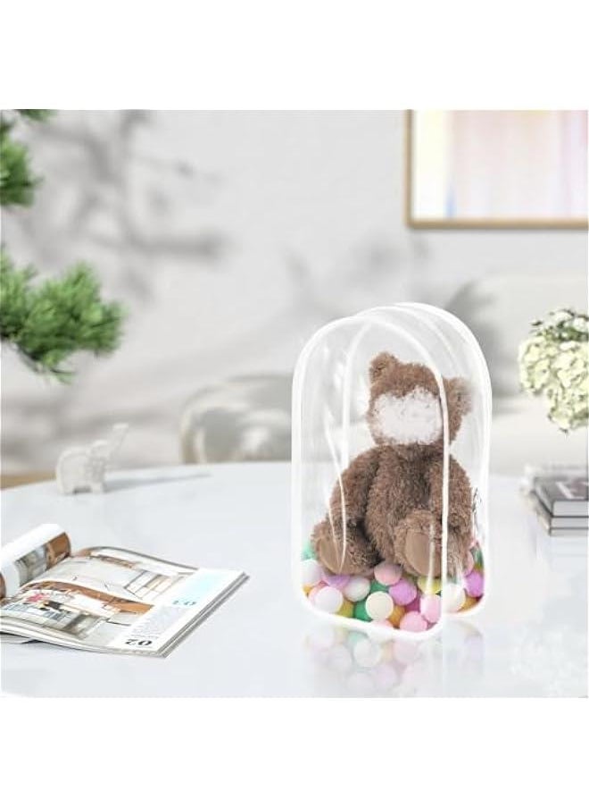 Arabest Clear Figure Display Bag for Labubu, Thickening Figures Storage Bag with Keychain, Medium Doll Hanging Blind Box, Portable Single Zipper Closure Dustproof Collectibles Case for Dolls, White  - Image 4