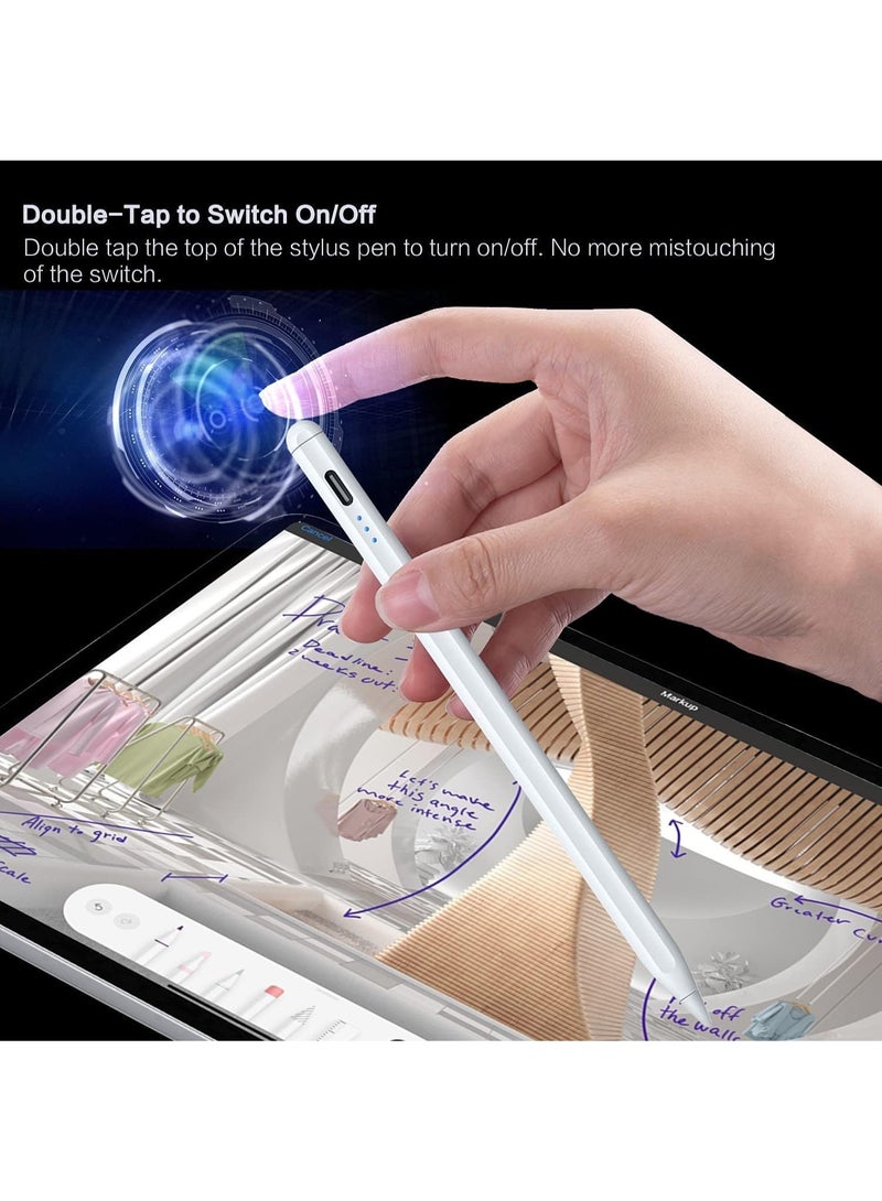 كيلا قلم ستايلس لأجهزة آيباد من الجيل السادس إلى الحادي عشر، شحن سريع لمدة 10 دقائق، قلم آبل متوافق مع أجهزة آيباد 2018-2025، قلم آبل لأجهزة آيباد برو 11 بوصة/12.9 بوصة/M4، إير 3/4/5/M2/M3، ميني 5/6 الجيل - أبيض - Image 3