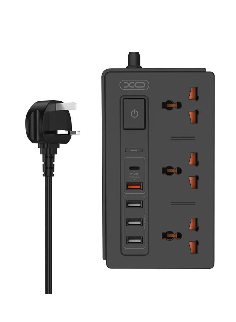 XO INET Extension Cord Socket 30W Multifunctional Fast Charging Power Strip 18W PD+QC+3USB2.4A - Image 1