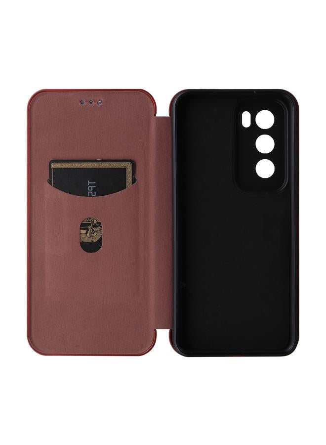 S-TOP Case For OPPO Reno12 5G Global Carbon Fiber Texture Flip Leather Phone Case - Image 4