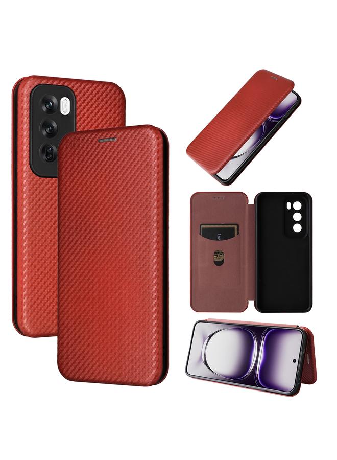S-TOP Case For OPPO Reno12 5G Global Carbon Fiber Texture Flip Leather Phone Case - Image 1