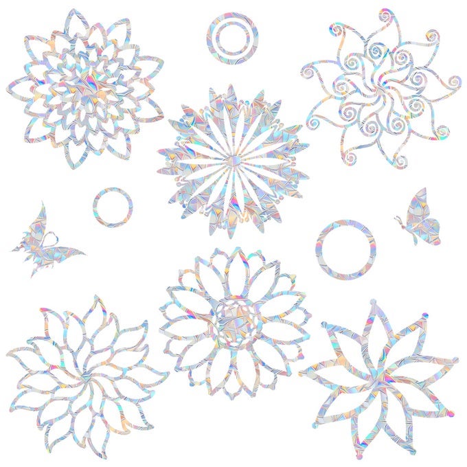 6 MANDALA WINDOW DECALS FOR BIRD STRIKES ANTICOLLISION CLINGS TO SAVE BIRDSNON ADHESIVE VINYL RAINBOW SUNCATCH STICKERS EASY REMOVE NO RESIDUE AND REUSABLE