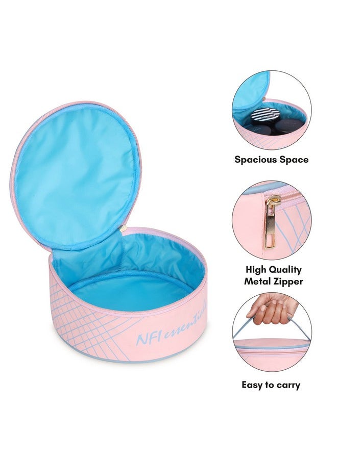 NFI essentials NFI essentials Small Makeup Pouch, Cosmetic Pouch for Women, Cosmetic Organiser Storage Bag, Vanity Organizer, Make up Pouches, Toiltery Travel Pouche (Light Pink)  - Image 4