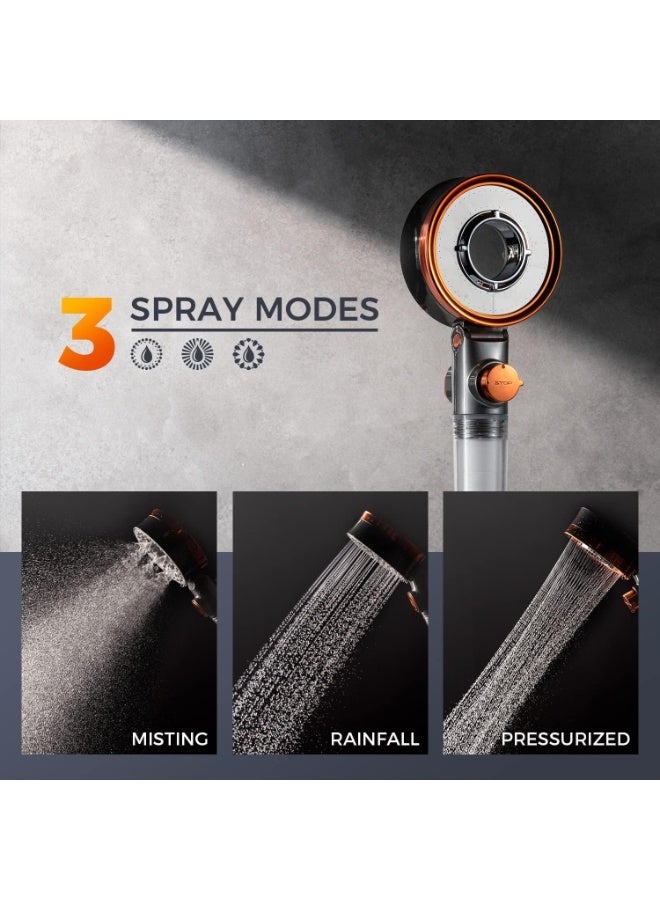 AMROAH Handheld Shower Head with Filter, Double-Sided Shower Head with 3 Spray Modes, Start/Stop Button, High Pressure, Water Saving, Universal G1/2 Connection for Bathroom - Image 5