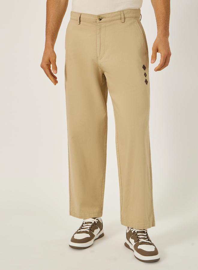 Styli Textured Mid Rise Chino Trousers  - Image 1