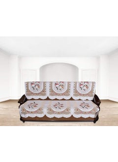 FAIRY HOME FAIRY HOME Polyester Net Fabric Tulip Design Sofa Cover Set Standard Beige 3 Seater  - Image 3