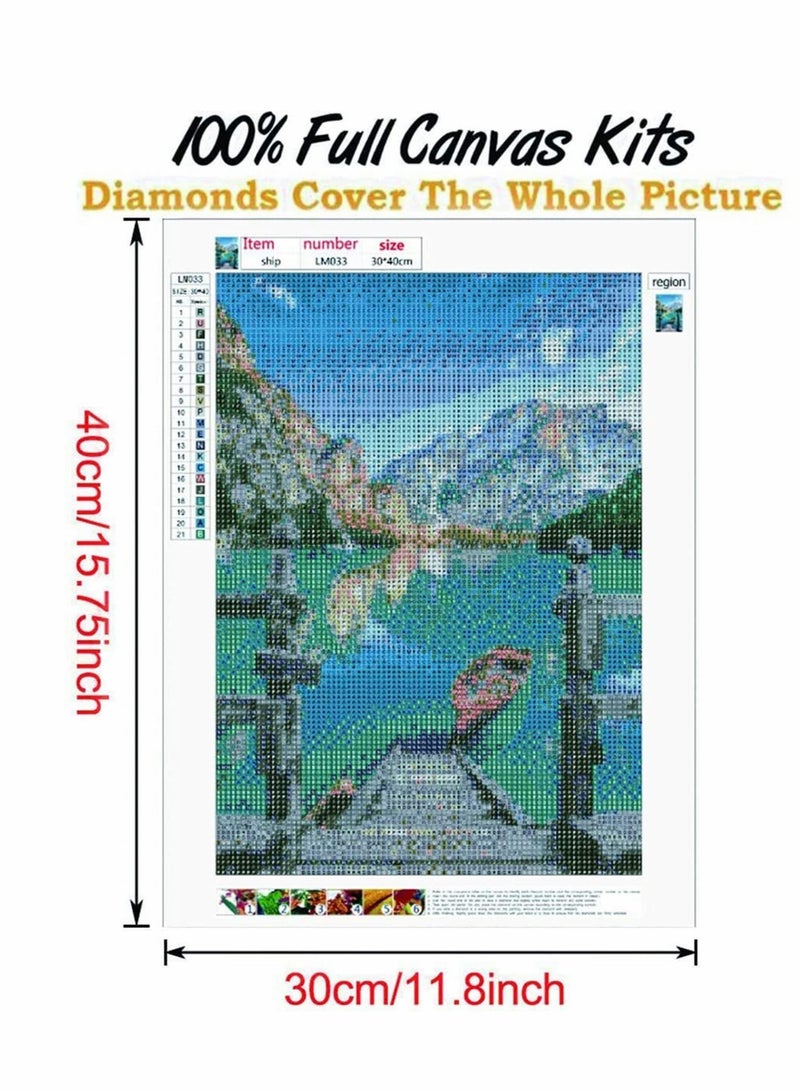 Captaintech 5D DIY Diamond Painting Kits for Kids Adults, Full Drill Round Diamond Art Craft for Beginner, Paint with Diamonds for Holiday Gifts, Perfect for Home Wall Decor, 12x16Inch (Boat Blue) - Image 4