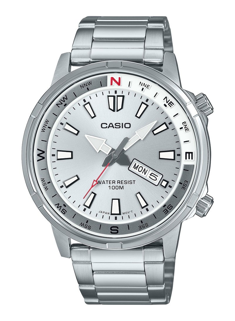 Casio Enticer Standard Analog Stainless Steel White Dial Quartz MTD-130D-7AVDF Men's Watch - Image 1