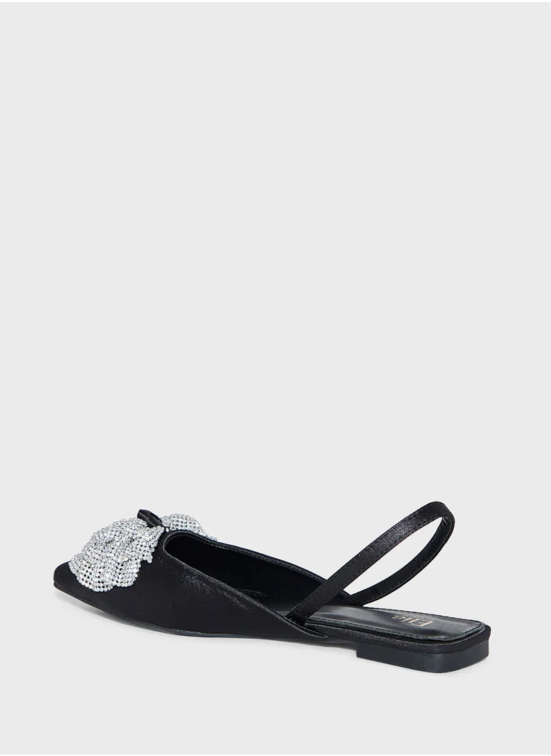 ايلا Bow Pointy Toe Sling Back Flat Shoe