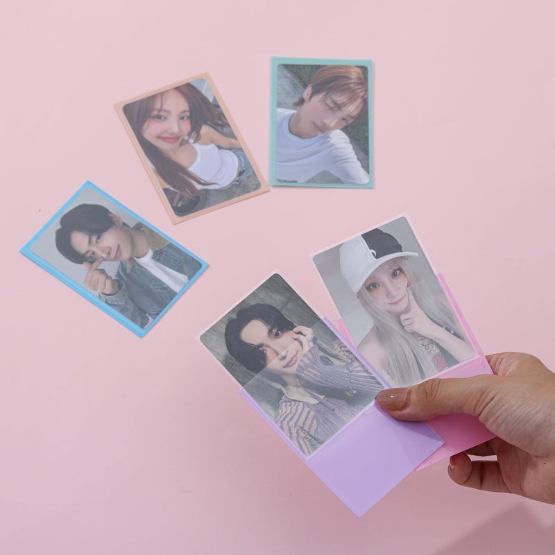 Mandu Deco Colored Kpop Photocard Sleeves 5 Color Pastel Rainbow Pack Card Protector PVC Free and Acid Free Shield Cover - 61x91mm (100 Sleeves per Pack) - Image 4
