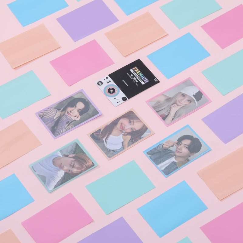 Mandu Deco Colored Kpop Photocard Sleeves 5 Color Pastel Rainbow Pack Card Protector PVC Free and Acid Free Shield Cover - 61x91mm (100 Sleeves per Pack) - Image 3
