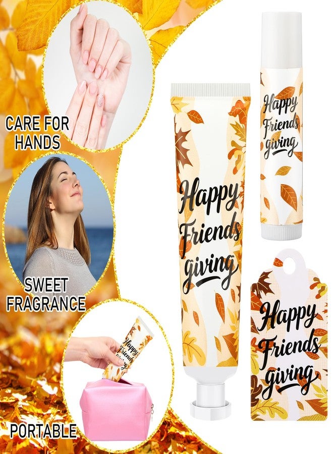 Demissle 24 Sets Friendsgiving Gifts Happy Friends Giving Party Favor Decorations Bulk Hand Cream and Lip Balm Gifts Sets Travel Size Hand Lotion Lip Balm Bulk with Organza Bag and Tags - Image 5