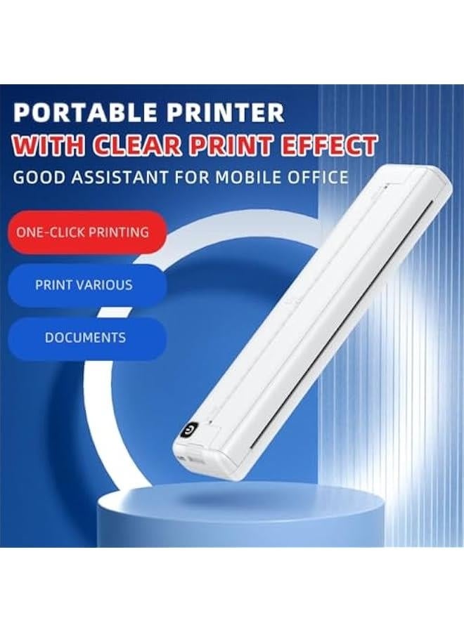 Portable Thermal Printer, Supports A4 Thermal Paper, 200DPI Inkless Mobile Travel Printers for Car School Office, Mini Bluetooth Printer for Android for iOS Phone - Image 2