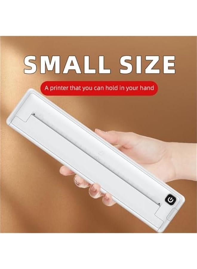 Portable Thermal Printer, Supports A4 Thermal Paper, 200DPI Inkless Mobile Travel Printers for Car School Office, Mini Bluetooth Printer for Android for iOS Phone - Image 3