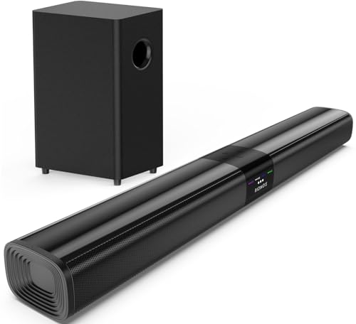 Saiyin Sound Bar for Smart TV with 5.25 Inch Subwoofer, 100W 24 Inch Soundbar for TV, TV Soundbar with Optical, ARC, AUX and Bluetooth 5.3 Inputs, Detachable Surround Sound System for TV - Image 1