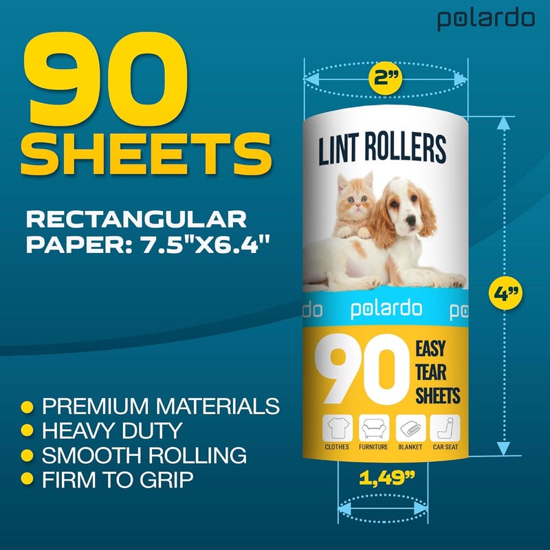Polardo Lint Rollers 900 Sticky Sheets, 10 Spare Rollers,10 Pack of Refills Only. Hair Remover for Clothes, Furniture, Couch, Carpet, Dog Hair Remover, Cat Hair Remover, Animal Fur, Fuzz - Image 4