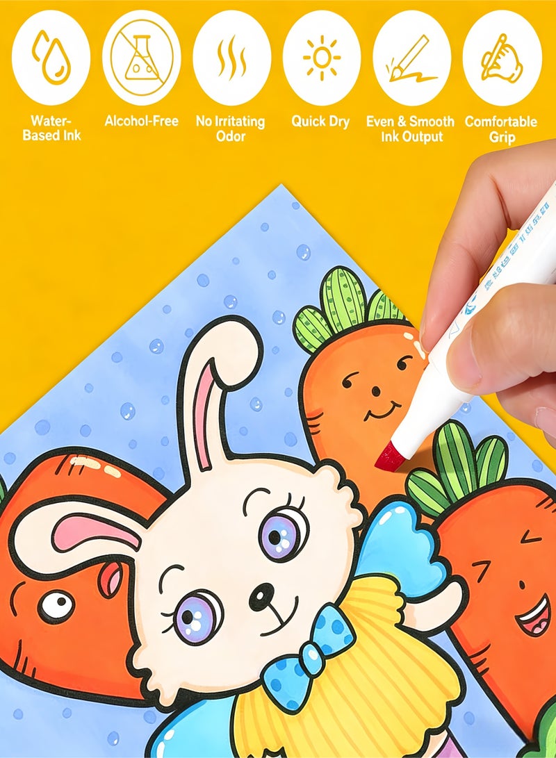 loven Washable markers for children, 48 colors, double-ended, with storage box, colored pencils, children's marker set, drawing supplies for boys and girls. - Image 2