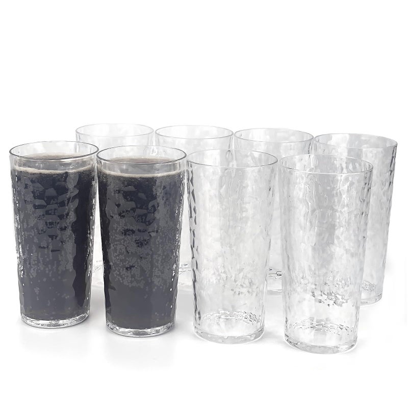Yalin 24Ounce Plastic Tumbler Acrylic Drinking Glasses Reusable Plastic Cups Stackable BPAFree Shatter Proof Dishwasher Safe Set of 8 Clear