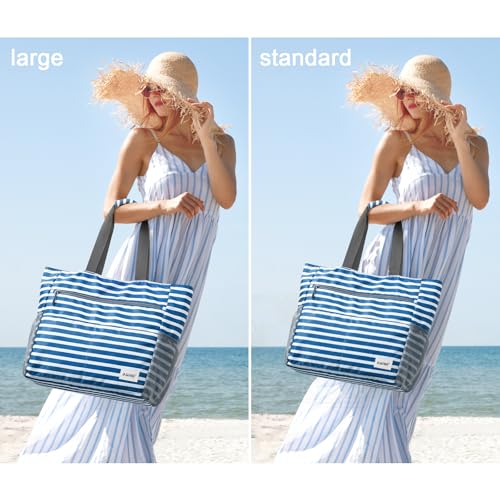 G4Free Beach Bag Waterproof Sandproof Beach Tote Bag50L Large Capacity Foldable for WomenNavy Stripe - Image 3