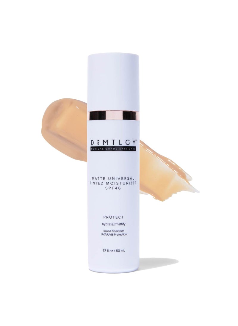 DRMTLGY - DRMTLGY Matte Tinted Moisturizer SPF 46  AntiAging Face Sunscreen  Lightweight Makeup with Broad Spectrum UV Protection  Hydrating Skin Care  Face Moisturizer  FSA HSA Eligible 17 oz - Image 1